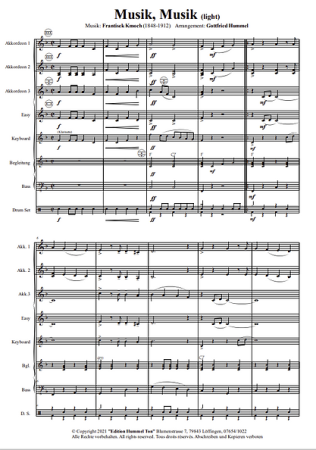 Musik, Musik, Frantisek Kmoch, Gottfried Hummel, Akkordeonorchester, Marsch, Marschmusik, Evergreen, leicht-mittelschwer, Akkordeon Noten