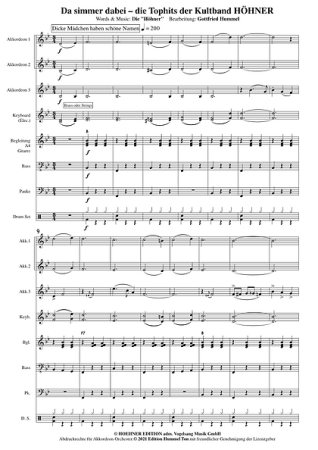 Da simmer dabei - die Tophits der Höhner, Gottfried Hummel, Akkordeonorchester, Medley, Potpourri, Kulthits, Kultband, Köln, Karneval, Hymne, mittelschwer, Akkordeon Noten