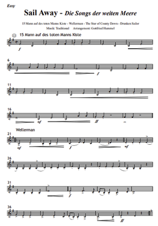 Sail Away - Die Songs der weiten Meere, Gottfried Hummel, Akkordeonorchester, Medley, Potpourri, Shantys, Seemannslieder, Piraten, Kaperfahrt, leicht-mittelschwer, Akkordeon Noten