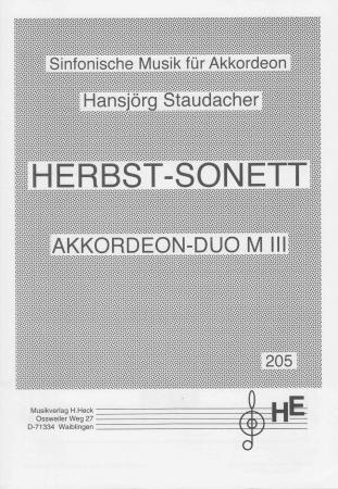 Herbst-Sonett, Akkordeon-Duo, Hansjörg Staudacher, Melodiebass MIII, mittelschwer-schwer, Oberstufe, Wertungsstück, Wettbewerb, Wettbewerbsliteratur, Akkordeon Noten