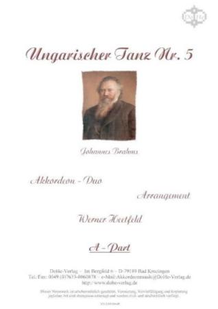 Ungarischer Tanz Nr. 5, Johannes Brahms, Werner Heetfeld, Spielstück, Akkordeon-Duo, Standardbass MII, mittelschwer, Akkordeon Noten
