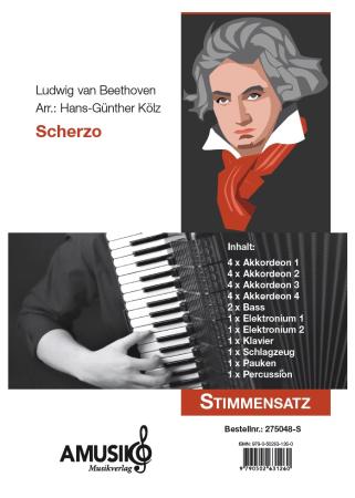 Scherzo, Ludwig van Beethoven, Hans-Günther Kölz, Akkordeon-Orchester, mittelschwer-schwer, 9. Sinfonie, Akkordeon Noten