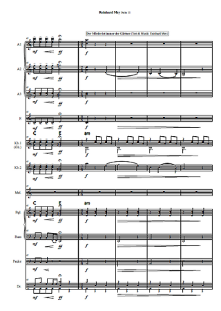Reinhard Mey - Über den Wolken und andere Höhenflüge, Reinhard Mey, Gottfried Hummel, Akkordeonorchester, Medley, Potpourri, Tophits, Ohrwurm, mittelschwer, Akkordeon Noten