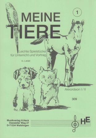 Meine Tiere 1, Herbert Heck, Akkordeon-Solo, Akkordeon Noten für Kinder, leicht, C-Lage, Spielheft, Soloband, 2. Stimme, Duo, Duett