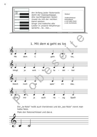 Akkordeonschule Band 1, Gerriet Heuten, Schulwerk für Akkordeon, Lehrwerk, sehr leicht, ​für Kinder, Vorschule, Grundschule, Akkordeonunterricht, Akkordeon spielen lernen, Akkordeon Noten, Beispielseite