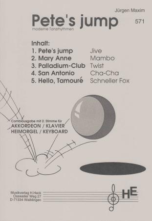Pete's Jump, Jürgen Maxim, Akkordeon-Solo, Spielheft, 2. Stimme für Akkordeon, Klavier, Keyboard oder Orgel, Duo, Duett, leicht-mittelschwer, Akkordeon Noten