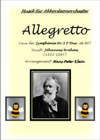 Allegretto (aus der Symphonie Nr. 3 F-Dur, op. 90), Johannes Brahms, Hans Peter Klein, Akkordeonorchester, Klassiker, 3. Satz, 3. Sinfonie, leicht-mittelschwer, Akkordeon Noten
