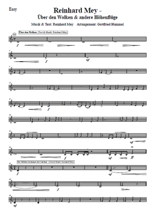 Reinhard Mey - Über den Wolken und andere Höhenflüge, Reinhard Mey, Gottfried Hummel, Akkordeonorchester, Medley, Potpourri, Tophits, Ohrwurm, mittelschwer, Akkordeon Noten