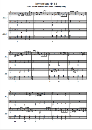Zweistimmige Inventionen von Bach, Johann Sebastian Bach, Thommy Reeg, Akkordeon-Duo, Standardbass MII, Spielheft, Spielstücke, Klassiker, leicht-mittelschwer, Akkordeon Noten