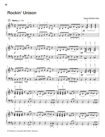 Freetime 2, Hans-Günther Kölz, Spielheft für Akkordeon-Solo mit Melodiebass (MIII), C-Griff, Umsteiger, leicht-mittelschwer, linke Hand, Fingersätze, QR-Codes, Videos mit Matthias Matzke, Soloband, Akkordeon Noten, Demoseite