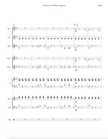 Du hast den Farbfilm vergessen, Michael Heumann, Kurt Demmler, Stefan Bauer, Akkordeon-Orchester, Nina Hagen, Automobil, Megahit, Schlager, leicht-mittelschwer, Akkordeon Noten, Einblick in die Partitur