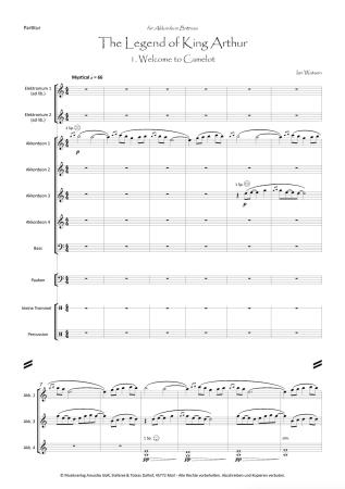 The Legend Of King Arthur, Ian Watson, Akkordeon-Orchester, Suite in 4 Sätzen, König Artus, Artus-Legende, London Accordion Orchestra, mittelschwer-schwer, Wertungsstück, Wettbewerbsliteratur, Orchesternoten, Musiknoten, Akkordeon Noten, Blick in die Part