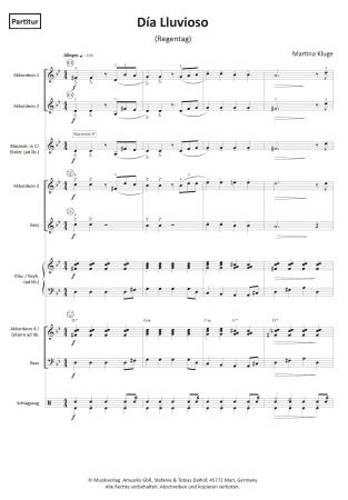 Día Lluvioso (Regentag), Martina Kluge, Akkordeon-Orchester, Akkordeon-Ensemble, Tango, Easy-Stimme, mittelschwer, Akkordeon Noten, Notenbeispiel