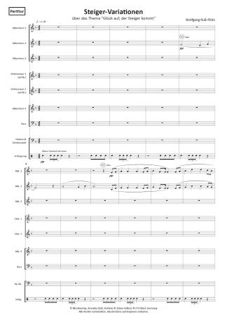 Steiger-Variationen, Wolfgang Ruß-Plötz, Akkordeon-Orchester, Originalkomposition, Originalmusik, Steigerlied, Glück auf, Ruhrgebiet, mittelschwer, Akkordeon Noten, Notenbeispiel