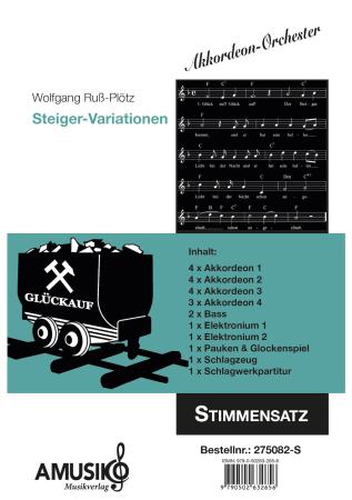 Steiger-Variationen, Wolfgang Ruß-Plötz, Akkordeon-Orchester, Originalkomposition, Originalmusik, Steigerlied, Glück auf, Ruhrgebiet, schwer, Akkordeon Noten, Stimmensatzdeckblatt