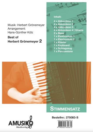 Best of Herbert Grönemeyer 2, Hans-Günther Kölz, Akkordeon-Orchester, Medley, Potpourri, mittelschwer, Akkordeon Noten, Megahits, Stimmensatzdeckblatt