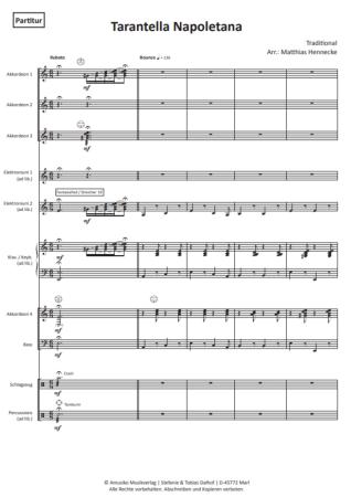 Tarantella Napoletana, Matthias Hennecke, Akkordeon-Orchester, traditionelle Weise, Italien, Miracoli ist fertig, mittelschwer, Akkordeon Noten, Probeseite