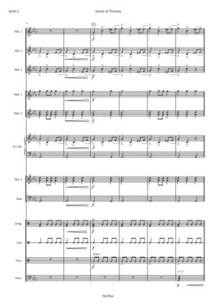 Game of Thrones, Ramin Djawadi, Hans-Günther Kölz, Einzelausgabe, Akkordeon-Orchester, Filmmusik, Soundtrack, Fantasyserie, mittelschwer, Akkordeon Noten, Beispielseite