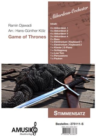 Game of Thrones, Ramin Djawadi, Hans-Günther Kölz, Einzelausgabe, Akkordeon-Orchester, Filmmusik, Soundtrack, Fantasyserie, mittelschwer, Akkordeon Noten, Stimmensatzdeckblatt