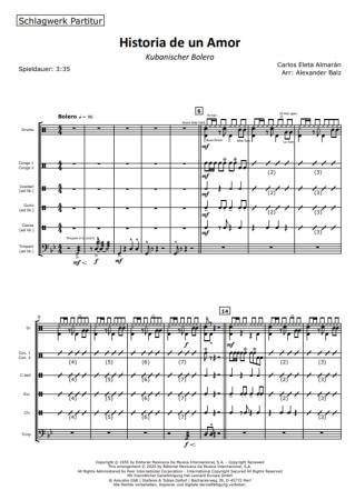 Historia de un Amor, Carlos Eleta Almarán, Alexander Balz, Akkordeon-Orchester, Bolero, Kuba, verlorene Liebe, flexible Besetzung, mittelschwer, Akkordeon Noten, Probeseite