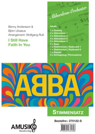 I Still Have Faith In You, ABBA, Benny Andersson, Björn Ulvaeus, Wolfgang Ruß-Plötz, Akkordeon-Orchester, Ballade, mittelschwer, Akkordeon Noten, Stimmensatzdeckblatt