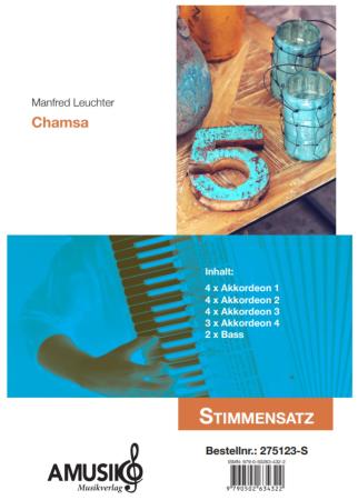 Chamsa, Manfred Leuchter, Akkordeon-Orchester, Akkordeon-Ensemble, 5 Miniaturen, 5 Sätze, Orient, mittelschwer-schwer, Originalkomposition, Orchesternoten, Musiknoten, Akkordeon Noten, Stimmensatzdeckblatt