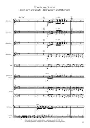 Danses botaniques, Helmut Quakernack, Akkordeon-Orchester, Suite in fünf Sätzen, Konzertsuite, schwer, Akkordeon Noten, Blick in die Noten