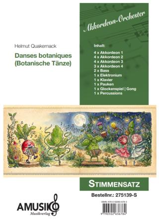 Preview: Danses botaniques, Helmut Quakernack, Akkordeon-Orchester, Suite in fünf Sätzen, Konzertsuite, schwer, Akkordeon Noten, Stimmensatzdeckblatt