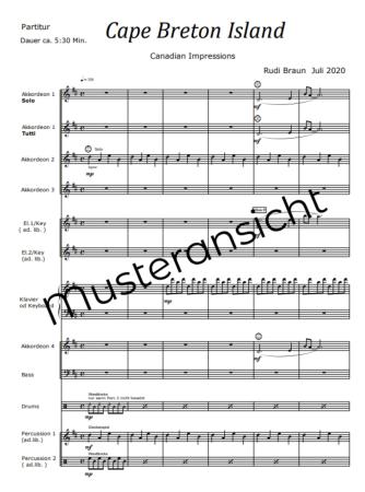 Cape Breton Island - Canadian Impressions, Rudi Braun, Akkordeon-Orchester, Landschaftsbeschreibung, Kanada, Klangvielfalt, mittelschwer-schwer, Konzertstück, Wertungsstück, Akkordeon Noten, Probeseite