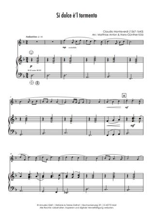 Preview: Si dolce è'l tormento, Claudio Monteverdi, Hans-Günther Kölz, Matthias Anton, Akkordeon und Melodieinstrument, Standardbass MII, Melodiebass MIII, mittelschwer, Akkordeon plus, Kammermusik, Kammermusik-Duo, Duo, Duett, Akkordeon Noten, Notenbeispiel