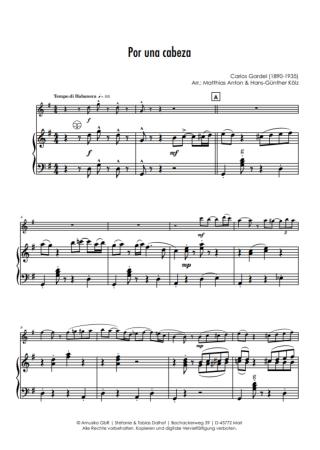 Preview: Por una cabeza, Carlos Gardel, Hans-Günther Kölz, Matthias Anton, Akkordeon und Melodieinstrument, Standardbass MII, Tango Concert, mittelschwer, Akkordeon plus, Kammermusik, Kammermusik-Duo, Duo, Duett, Akkordeon Noten, Beispielseite