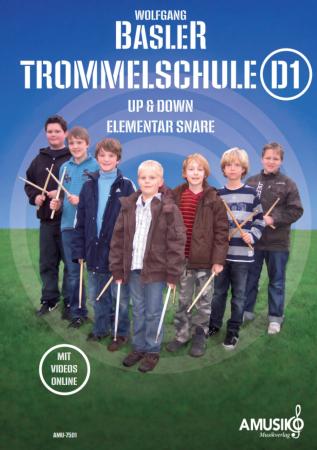 Basler Trommelschule D1, Wolfgang Basler, Schulwerk für Snare Drum, Schlagzeugschule, Lehrwerk, inklusive Lehrvideos, Bewegungslehre für Schlagtechnik, sehr leicht, Anfänger, Schlagzeug spielen lernen, Basics, Rhythmussicherheit, Schlagzeug Noten