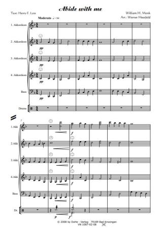 Abide with me, William H. Monk, Werner Heetfeld, Akkordeon-Orchester, Choral, Kirchenkonzert, Gottesdienst, mittelschwer, Akkordeon Noten, Probeseite