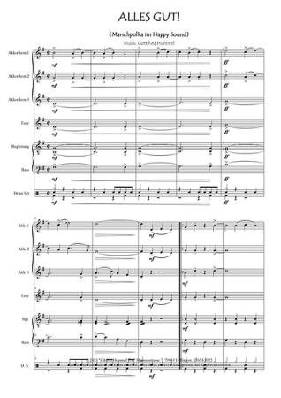Alles gut!, Gottfried Hummel, Akkordeonorchester, Marschpolka, Happy-Sound, Originalkomposition, Originalmusik, Easystimme, Kiddystimme, leicht, Akkordeon Noten, Probeseite