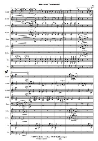 American Evergreens, Werner Heetfeld, Akkordeon-Orchester, Medley, Potpourri, Welthits, mittelschwer-schwer, Akkordeon Noten, Probeseite