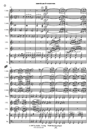 American Evergreens, Werner Heetfeld, Akkordeon-Orchester, Medley, Potpourri, Welthits, mittelschwer-schwer, Akkordeon Noten, Einblick in die Noten