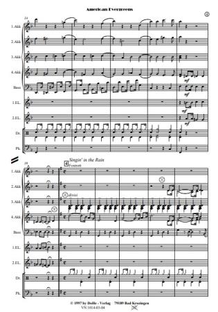 American Evergreens, Werner Heetfeld, Akkordeon-Orchester, Medley, Potpourri, Welthits, mittelschwer-schwer, Akkordeon Noten, Einblick in die Partitur