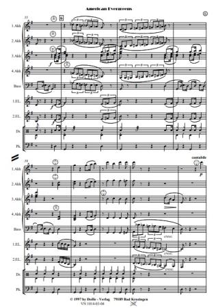 American Evergreens, Werner Heetfeld, Akkordeon-Orchester, Medley, Potpourri, Welthits, mittelschwer-schwer, Akkordeon Noten, Beispielseite