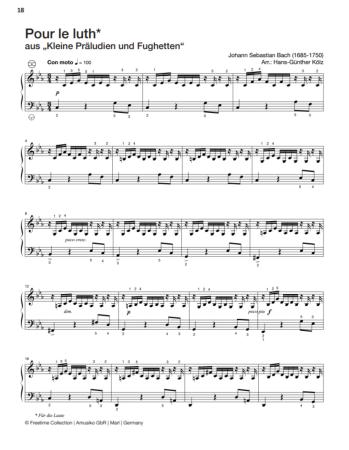 Freetime Collection, Hans-Günther Kölz, Spielheft für Akkordeon-Solo mit Melodiebass (MIII), C-Griff, Umsteiger, leicht-mittelschwer, linke Hand, Fingersätze, inkl. Online-Audio, Sarah Gimbel, Soloband, Akkordeon Noten, Blick in die Noten