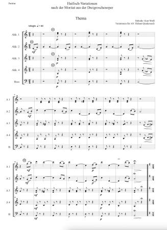 Haifisch-Variationen, Kurt Weil, Helmut Quakernack, Akkordeon-Orchester, Akkordeon-Ensemble, Dreigroschenoper, Mackie Messer, Moritat, mittelschwer-schwer, Akkordeon Noten, Notenbeispiel