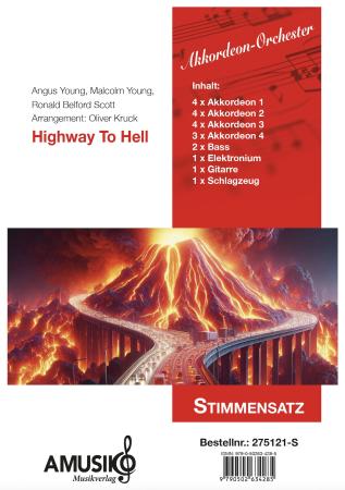 Highway to Hell, AC/DC, Oliver Kruck, ​Akkordeon-Orchester, Rock, ideal für's Unterhaltungsprogramm, leicht-mittelschwer, Akkordeon Noten, Stimmensatzdeckblatt