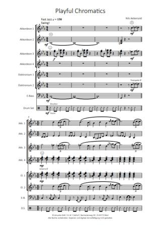Preview: Playful Chromatics, Nils Aebersold, Akkordeon-Orchester, Akkordeon-Ensemble, spaßige Swingnummer, ideal als Zugabe, mittelschwer-schwer, Originalkomposition, Originalmusik, Akkordeon Noten, Notenbeispiel