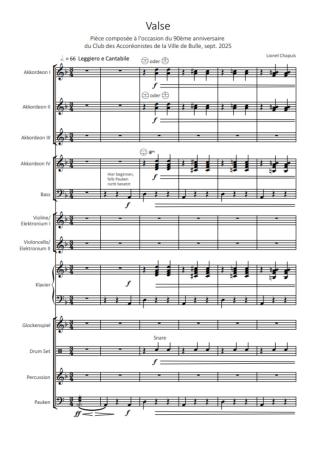 Preview: Valse, Lionel Chapuis, Akkordeon-Orchester, Konzertwalzer, mittelschwer, Originalkomposition, Originalmusik, Akkordeon Noten, Notenbeispiel