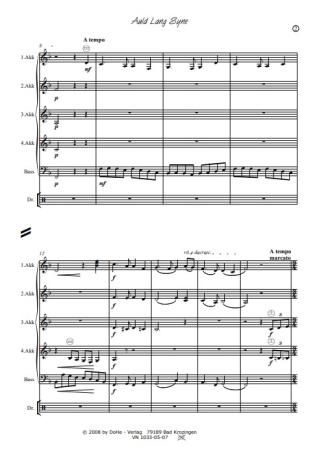 Auld Lang Syne, Werner Heetfeld, Akkordeon-Orchester, alte schottische Melodie, Variationen, Originalkomposition, Originalmusik, mittelschwer, Akkordeon Noten, Beispielseite