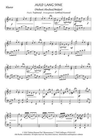 Auld Lang Syne, Gottfried Hummel, Akkordeonorchester, Traditional aus Schottland, leicht-mittelschwer, Easy-Stimme, Kiddy-Stimme, Akkordeon Noten, Beispielseite