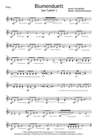 Blumenduett (aus Lakmé), Léo Delibes, Gottfried Hummel, 2 Melodieinstrumente und Akkordeonorchester, Oper, Werbung, Werbesong, 2 Solostimmen, Easy-Stimme, Kiddy-Stimme, mittelschwer, Akkordeon Noten, Probeseite