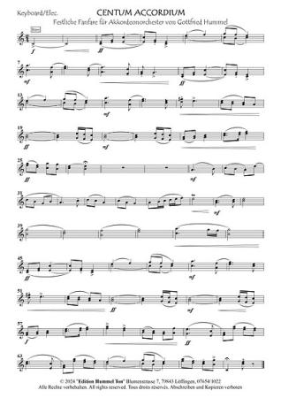 Centum Accordium, Fanfare, Gottfried Hummel, Akkordeonorchester, festliches Eröffnungsstück, Konzert-Opener, leicht, Easy-Stimme, Originalkomposition, Originalmusik, Akkordeon Noten, Notenbeispiel
