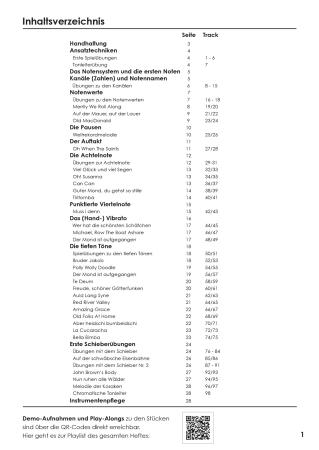Schule für chromatische Mundharmonika Band 1, Kathrin Gass, Schulwerk, Lehrwerk, Mundharmonikaschule, Chromonica, mit Online-Material, sehr leicht, Mundharmonika Noten, Mundharmonika spielen lernen, Anfänger, Inhaltsverzeichnis