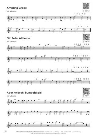 Schule für chromatische Mundharmonika Band 1, Kathrin Gass, Schulwerk, Lehrwerk, Mundharmonikaschule, Chromonica, mit Online-Material, sehr leicht, Mundharmonika Noten, Mundharmonika spielen lernen, Anfänger, Beispielseite