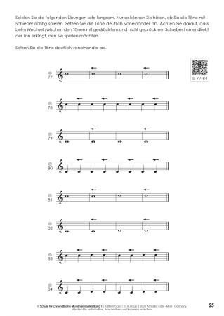 Schule für chromatische Mundharmonika Band 1, Kathrin Gass, Schulwerk, Lehrwerk, Mundharmonikaschule, Chromonica, mit Online-Material, sehr leicht, Mundharmonika Noten, Mundharmonika spielen lernen, Anfänger, Demoseite